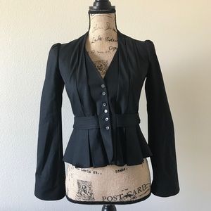 Rebecca Taylor Structure Fitted Black Blazer Sz 2